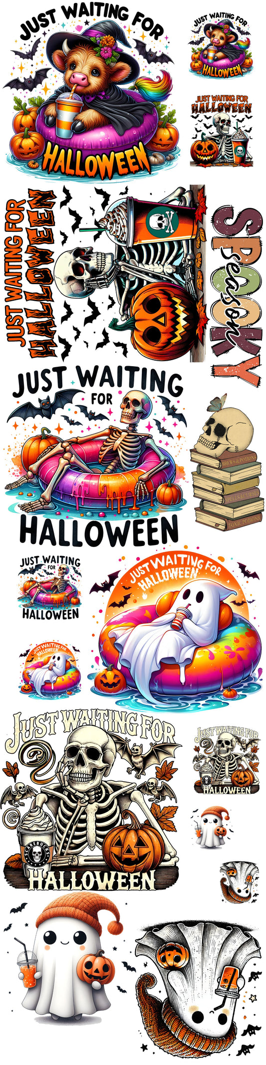 Cute Halloween DTF Gang Sheet 16x64 Hot Peel