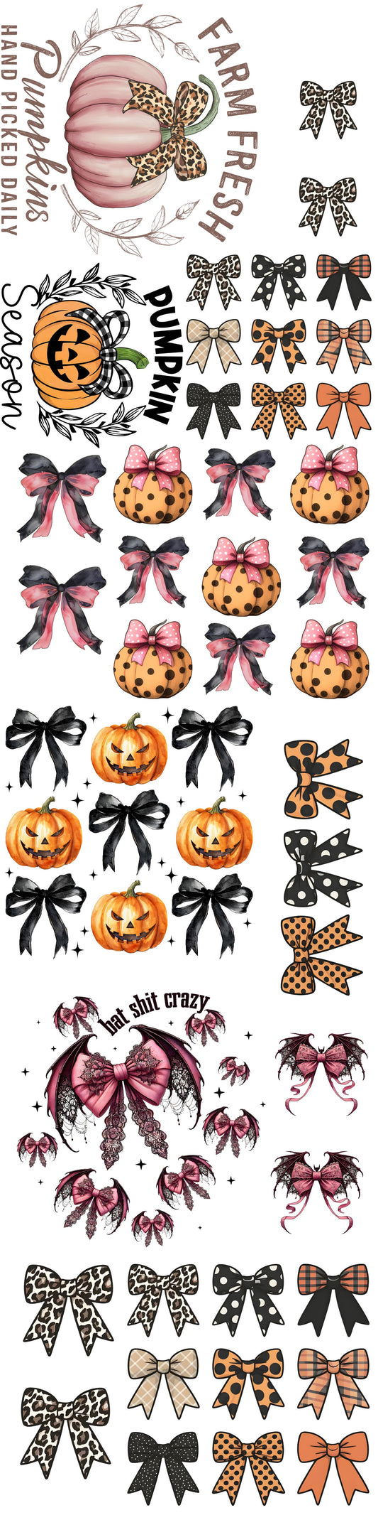 Halloween Bows 16x64 DTF Gang Sheet Hot Peel